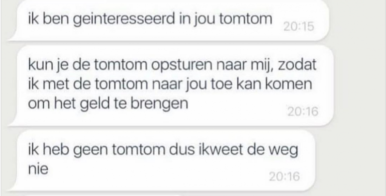 Grappige conversaties over aankopen op Marktplaats