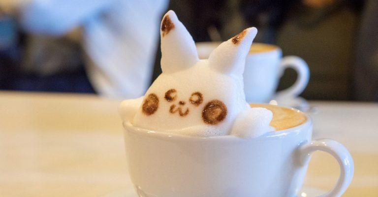 De artistieke 3D latte art van de Japanse Kato